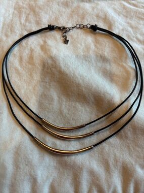 Silpada Layered Black Cord Necklace with sterling silver Tubes. N1571